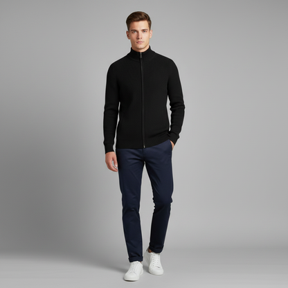 Men's Slim Fit Zip Up Cardigan | Ribbed Knit Style