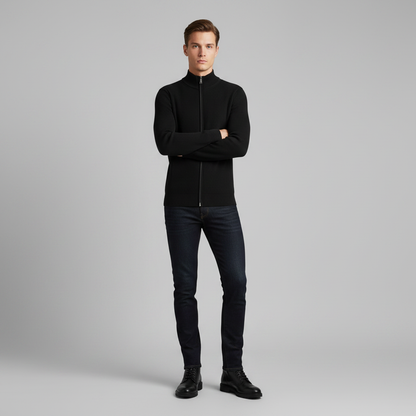 Men's Slim Fit Zip Up Cardigan | Ribbed Knit Style