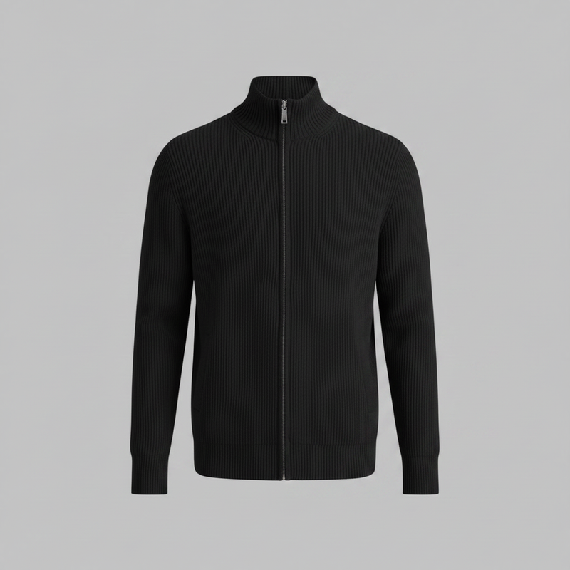 Men's Slim Fit Zip Up Cardigan | Ribbed Knit Style