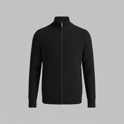 Men's Slim Fit Zip Up Cardigan | Ribbed Knit Style