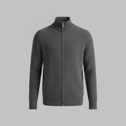 Men's Slim Fit Zip Up Cardigan | Ribbed Knit Style