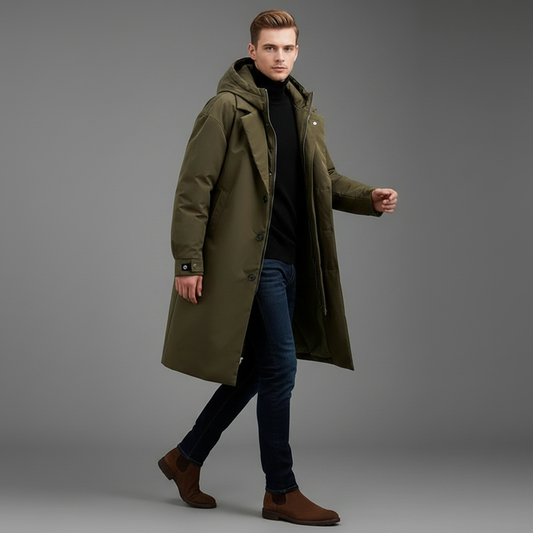 Men's Waterproof Puffer Trench Coat | Men's Winter Coat