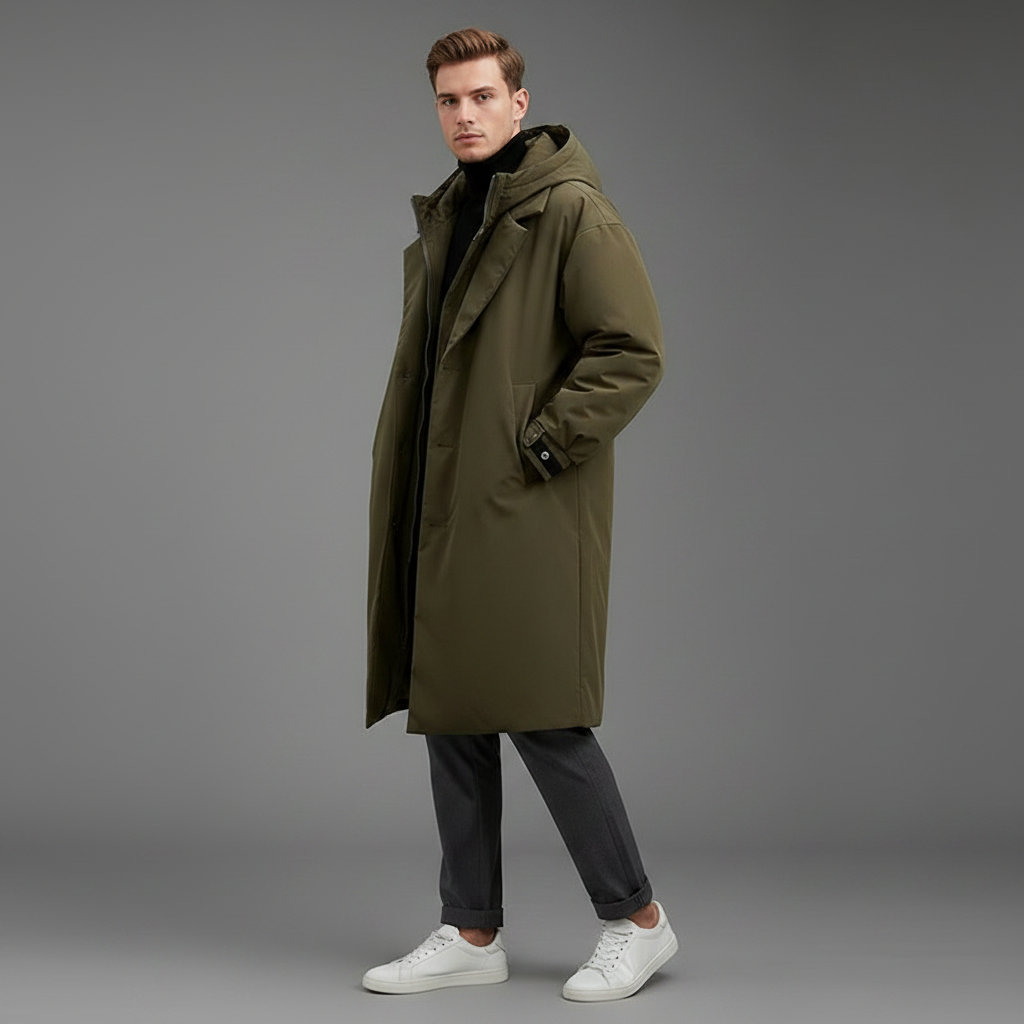 Men's Waterproof Puffer Trench Coat | Men's Winter Coat