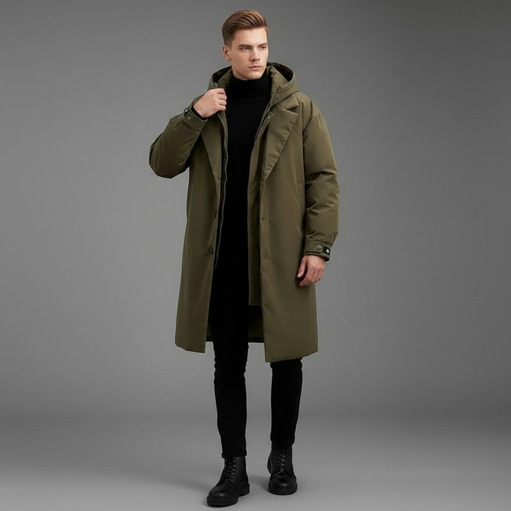 Men's Waterproof Puffer Trench Coat | Men's Winter Coat