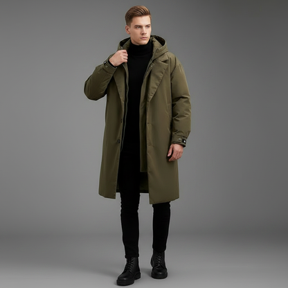 Men's Waterproof Puffer Trench Coat | Men's Winter Coat