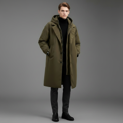 Men's Waterproof Puffer Trench Coat | Men's Winter Coat