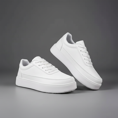 Men's White Lace-Up Sneakers | Casual Trainers